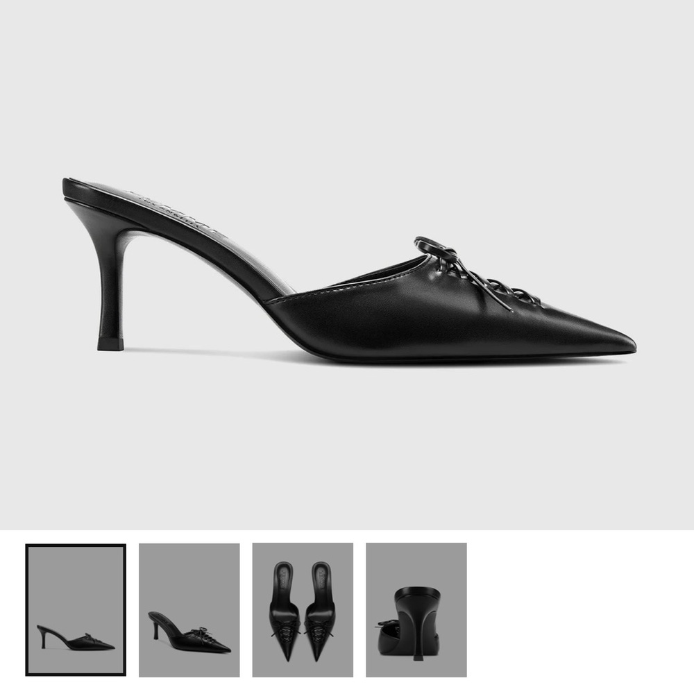 Femme Los Angeles Black Pointed Louis Slipper Black Size 6 - Picture 4 of 7